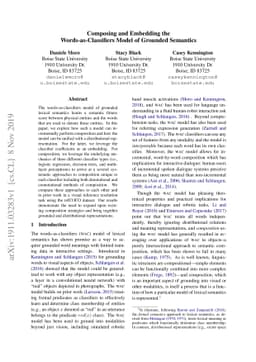 Composing and Embedding the Words-as-Classifiers Model of Grounded
  Semantics