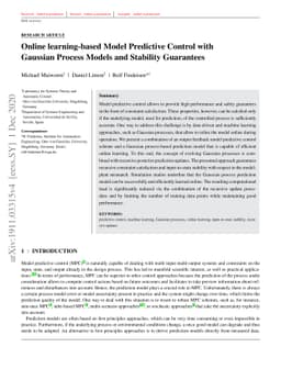 Online learning-based Model Predictive Control with Gaussian Process
  Models and Stability Guarantees