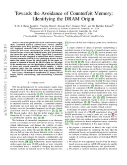 Towards the Avoidance of Counterfeit Memory: Identifying the DRAM Origin