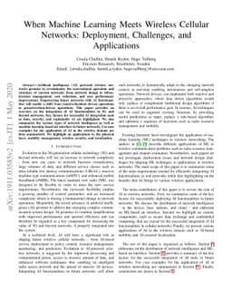 When Machine Learning Meets Wireless Cellular Networks: Deployment,
  Challenges, and Applications