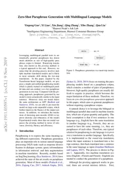 Zero-Shot Paraphrase Generation with Multilingual Language Models