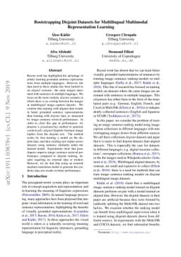 Bootstrapping Disjoint Datasets for Multilingual Multimodal
  Representation Learning
