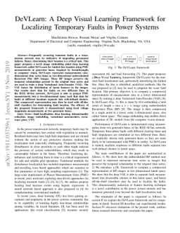 DeVLearn: A Deep Visual Learning Framework for Localizing Temporary
  Faults in Power Systems