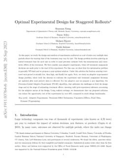 Optimal Experimental Design for Staggered Rollouts