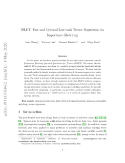 ISLET: Fast and Optimal Low-rank Tensor Regression via Importance
  Sketching