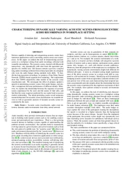 Characterizing dynamically varying acoustic scenes from egocentric audio
  recordings in workplace setting