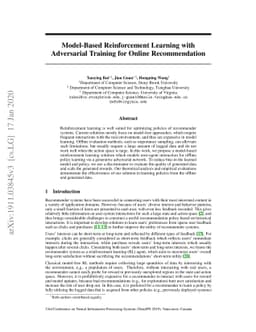 Model-Based Reinforcement Learning with Adversarial Training for Online
  Recommendation