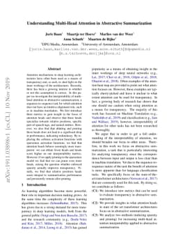 Understanding Multi-Head Attention in Abstractive Summarization