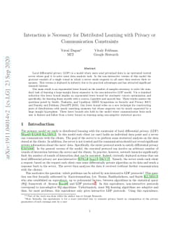 Interaction is necessary for distributed learning with privacy or
  communication constraints