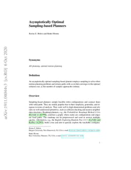 Asymptotically Optimal Sampling-based Planners