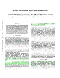 Invariant Representations through Adversarial Forgetting