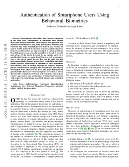 Authentication of Smartphone Users Using Behavioral Biometrics