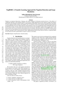 NegBERT: A Transfer Learning Approach for Negation Detection and Scope
  Resolution