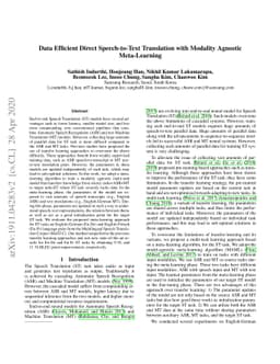 Data Efficient Direct Speech-to-Text Translation with Modality Agnostic
  Meta-Learning