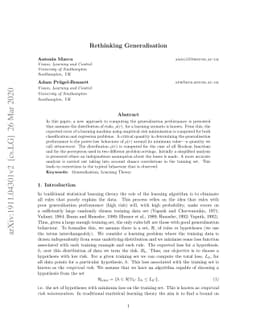 Rethinking Generalisation