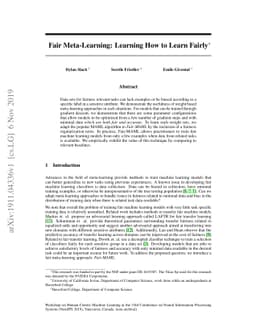 Fair Meta-Learning: Learning How to Learn Fairly