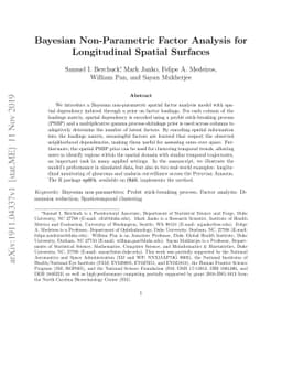 Bayesian Non-Parametric Factor Analysis for Longitudinal Spatial
  Surfaces