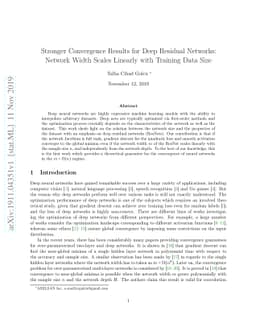 Stronger Convergence Results for Deep Residual Networks: Network Width
  Scales Linearly with Training Data Size