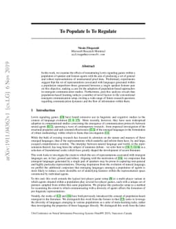 To Populate is To Regulate