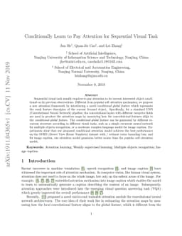 Conditionally Learn to Pay Attention for Sequential Visual Task