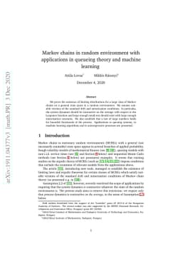 Markov chains in random environment with applications in queueing theory
  and machine learning