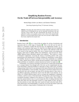 Simplifying Random Forests: On the Trade-off between Interpretability
  and Accuracy
