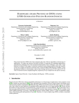 Hardware-aware Pruning of DNNs using LFSR-Generated Pseudo-Random
  Indices