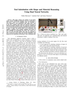 Tool Substitution with Shape and Material Reasoning Using Dual Neural
  Networks