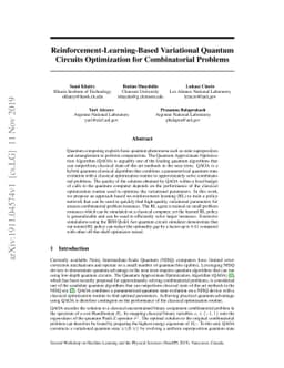 Reinforcement-Learning-Based Variational Quantum Circuits Optimization
  for Combinatorial Problems