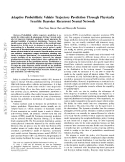 Adaptive Probabilistic Vehicle Trajectory Prediction Through Physically
  Feasible Bayesian Recurrent Neural Network