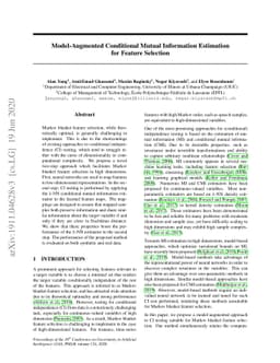 Model-Augmented Estimation of Conditional Mutual Information for Feature
  Selection
