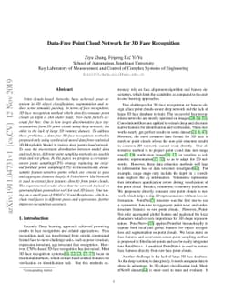 Data-Free Point Cloud Network for 3D Face Recognition