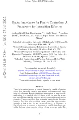 Fractal Impedance for Passive Controllers: A Framework for Interaction
  Robotics