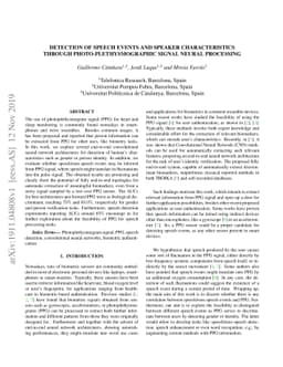 Detection of speech events and speaker characteristics through
  photo-plethysmographic signal neural processing