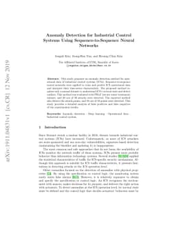 Anomaly Detection for Industrial Control Systems Using
  Sequence-to-Sequence Neural Networks