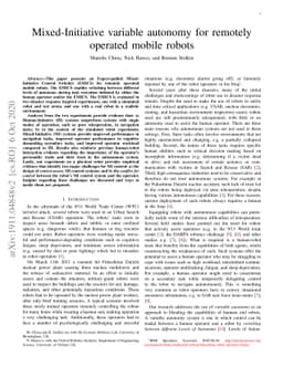 Mixed-Initiative variable autonomy for remotely operated mobile robots