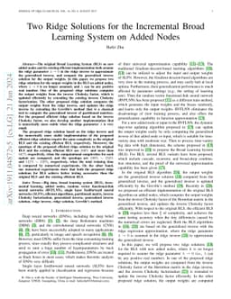 Two Ridge Solutions for the Incremental Broad Learning System on Added
  Nodes