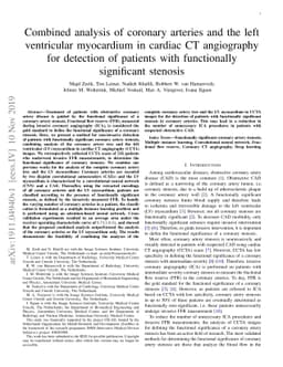 Combined analysis of coronary arteries and the left ventricular
  myocardium in cardiac CT angiography for detection of patients with
  functionally significant stenosis