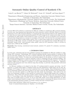 Automatic Online Quality Control of Synthetic CTs