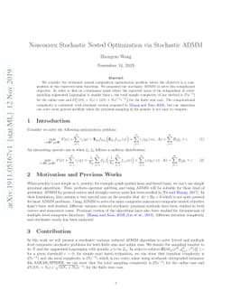 Nonconvex Stochastic Nested Optimization via Stochastic ADMM