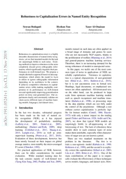 Robustness to Capitalization Errors in Named Entity Recognition