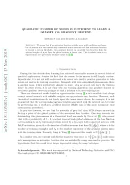 Quadratic number of nodes is sufficient to learn a dataset via gradient
  descent
