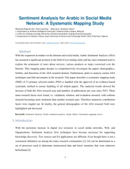 Sentiment Analysis for Arabic in Social Media Network: A Systematic
  Mapping Study