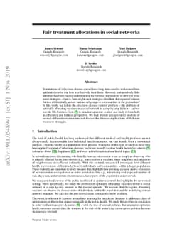Fair treatment allocations in social networks