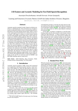 3-D Feature and Acoustic Modeling for Far-Field Speech Recognition