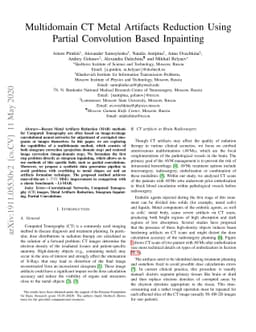Multi-domain CT Metal Artifacts Reduction Using Partial Convolution
  Based Inpainting