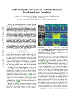 UNO: Uncertainty-aware Noisy-Or Multimodal Fusion for Unanticipated
  Input Degradation