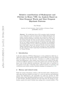 Relative contributions of Shakespeare and Fletcher in Henry VIII: An
  Analysis Based on Most Frequent Words and Most Frequent Rhythmic Patterns