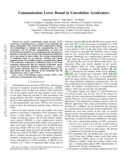 Communication Lower Bound in Convolution Accelerators