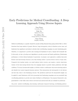 Early Predictions for Medical Crowdfunding: A Deep Learning Approach
  Using Diverse Inputs